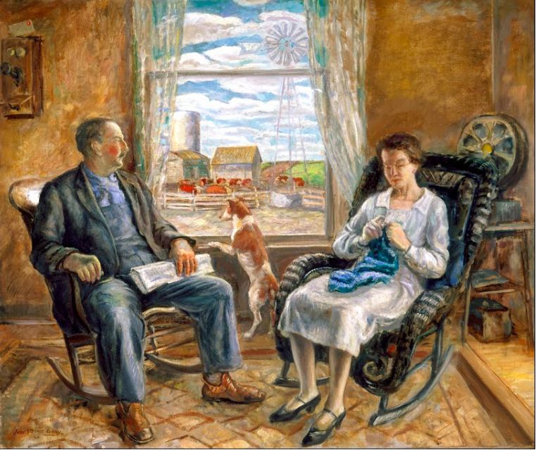 «Пожилые люди (мама и папа)», Джон Стюарт Карри, 1929 г.